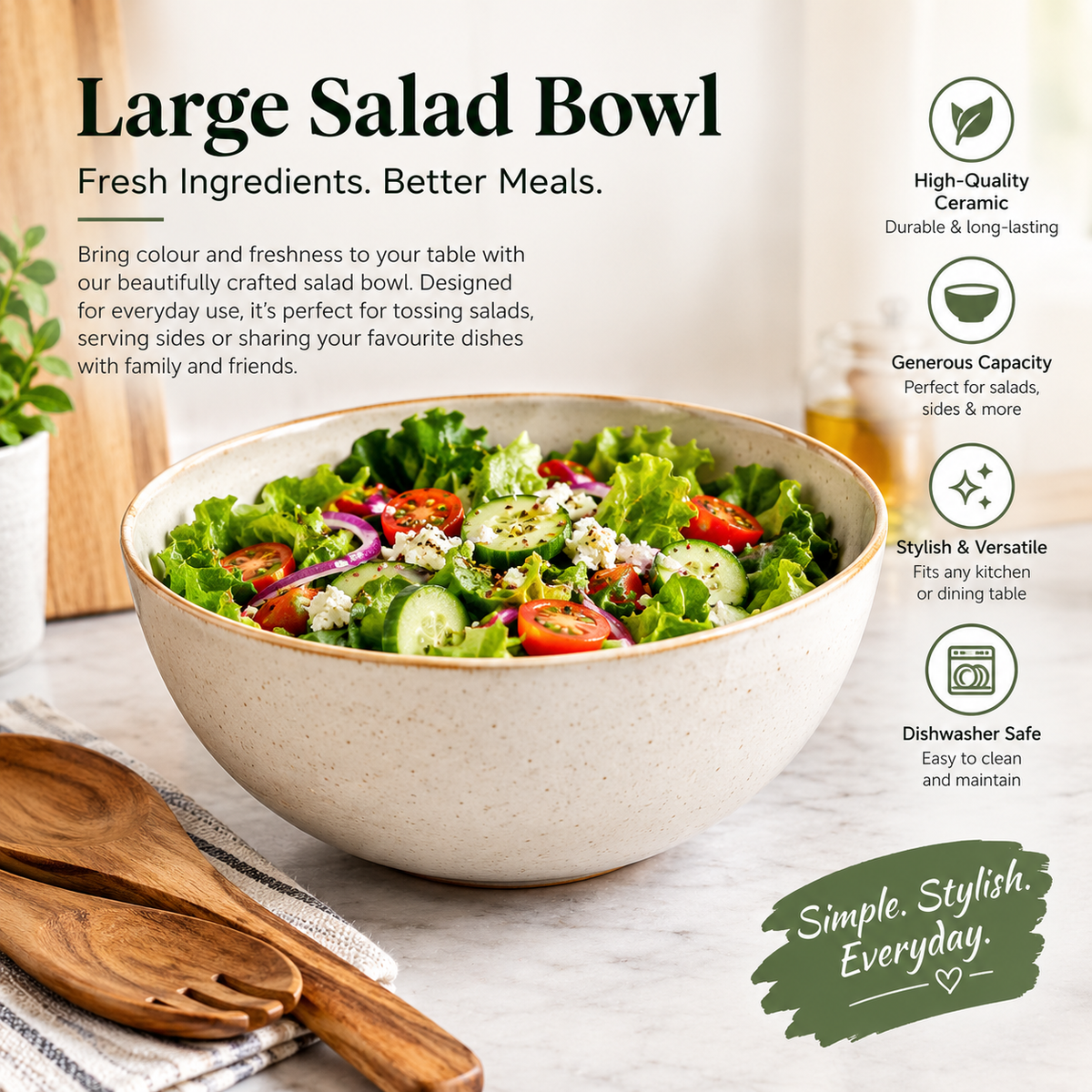 Large Ceramic Salad Bowl
